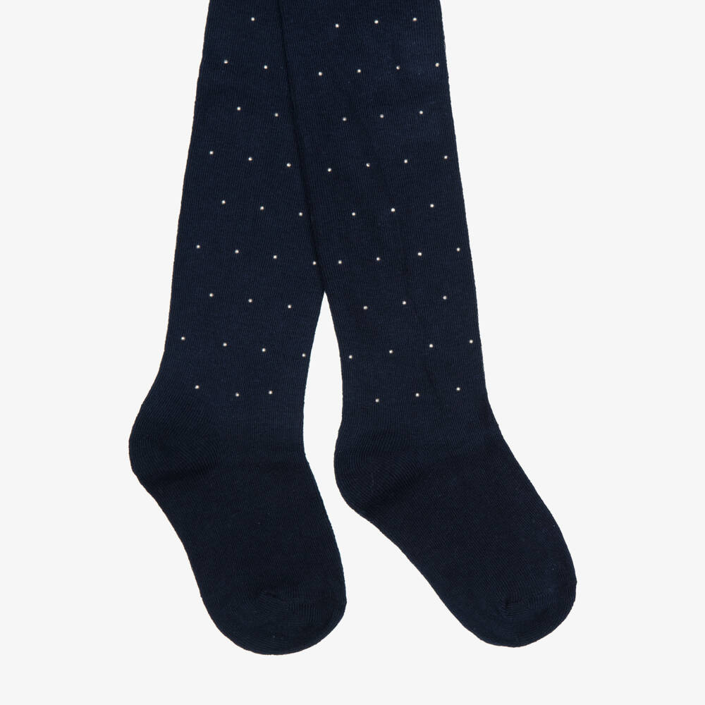 Mayoral-Girls Navy Blue Studded Tights | Childrensalon