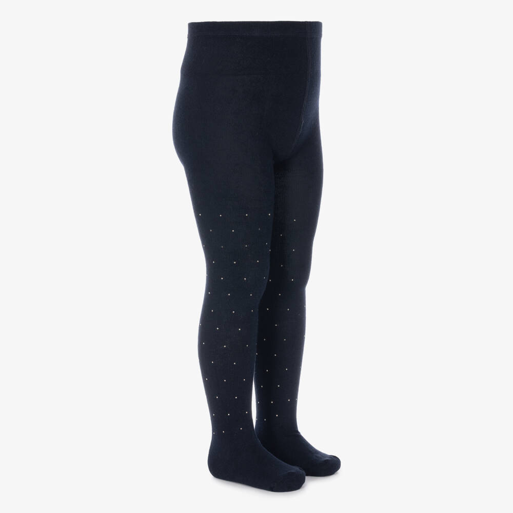 Mayoral-Girls Navy Blue Studded Tights | Childrensalon