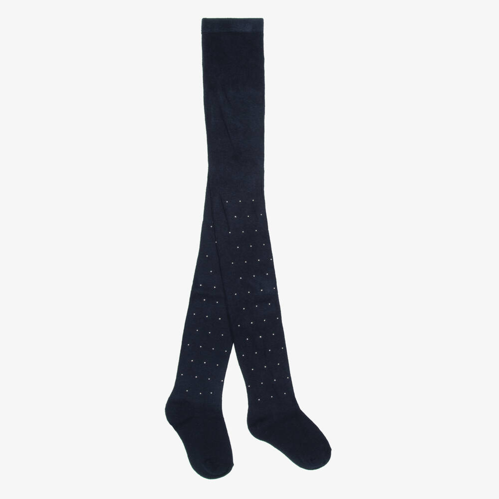 Mayoral-Girls Navy Blue Studded Tights | Childrensalon