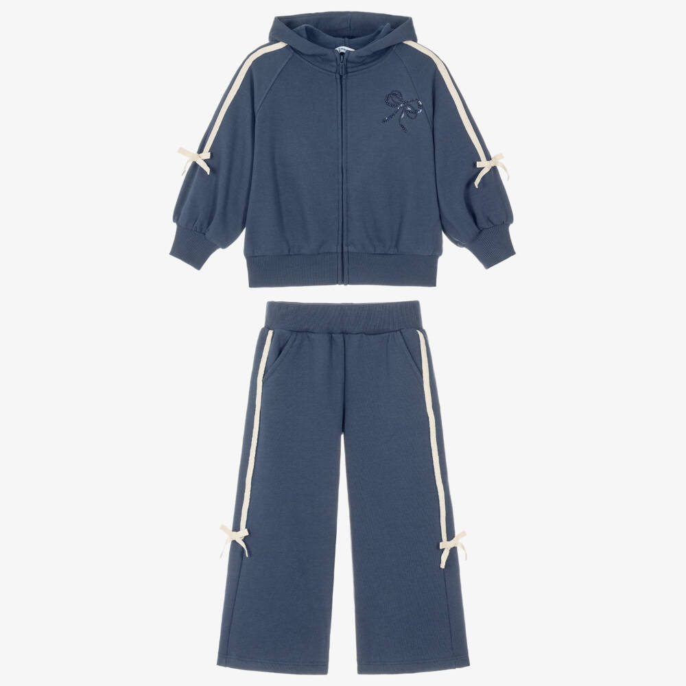 Mayoral-Girls Navy Blue Tracksuit with Bows | Childrensalon