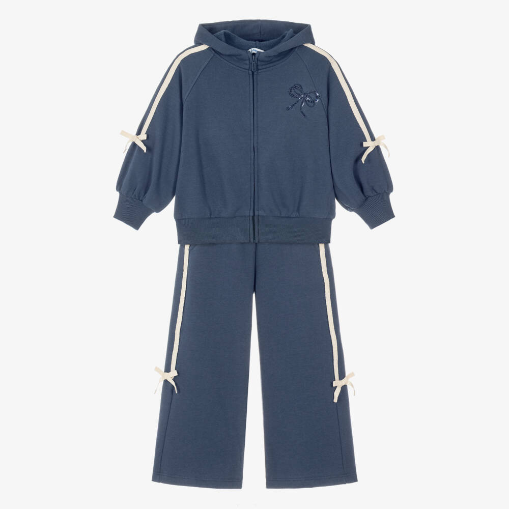 Mayoral-Girls Navy Blue Tracksuit with Bows | Childrensalon