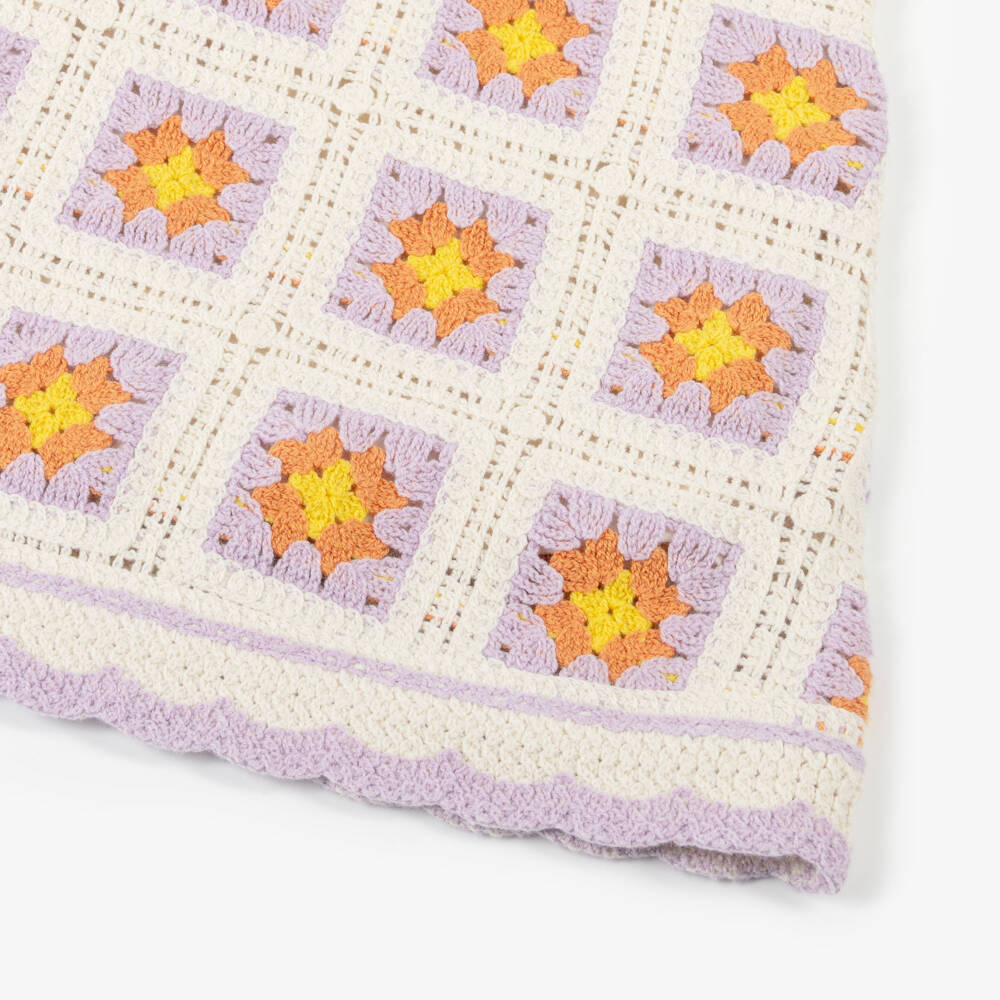 Mayoral-Girls Orange & Lilac Crochet Flower Dress | Childrensalon