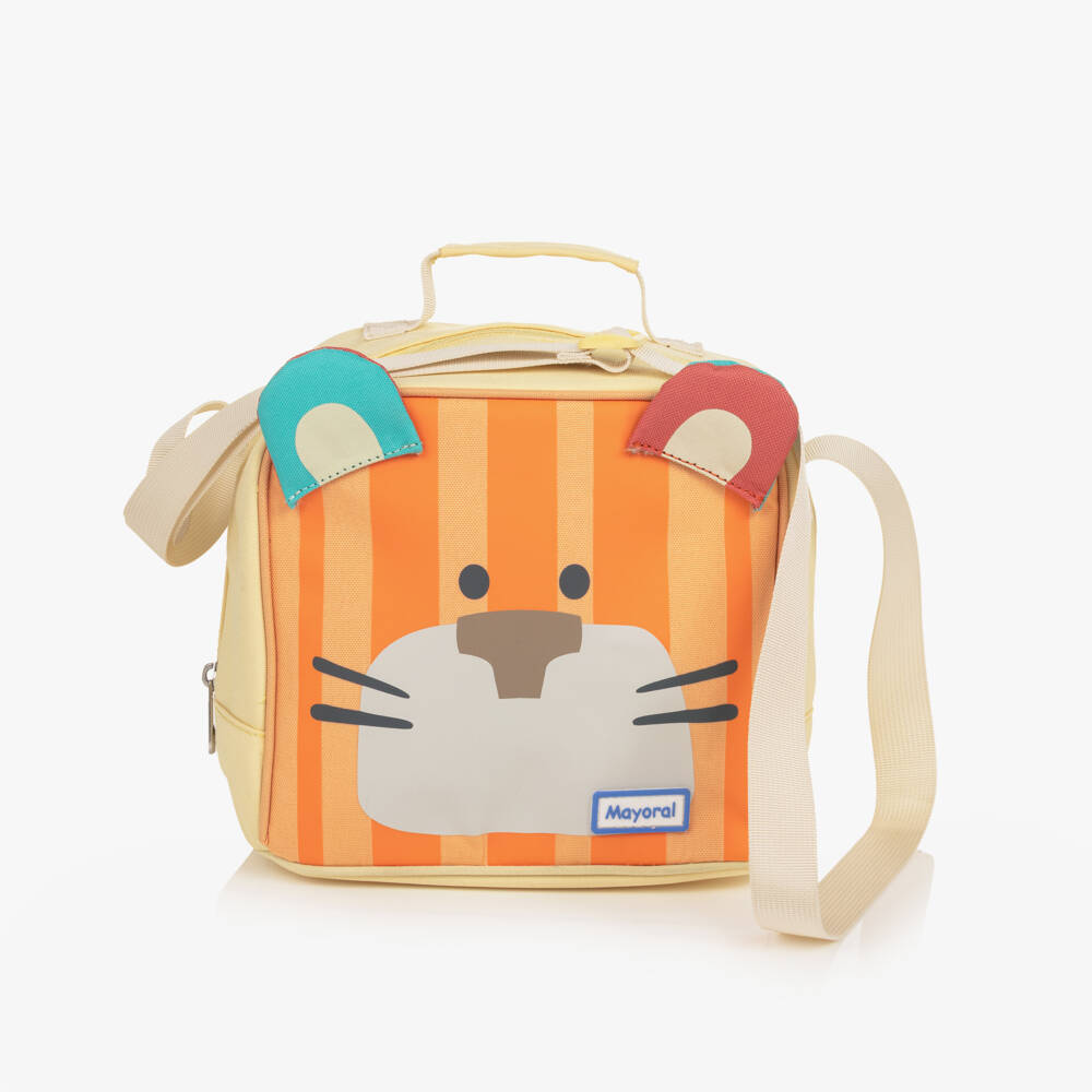 Mayoral Newborn-Girls Orange Lunch Bag with Tiger Motif (22cm) | Childrensalon