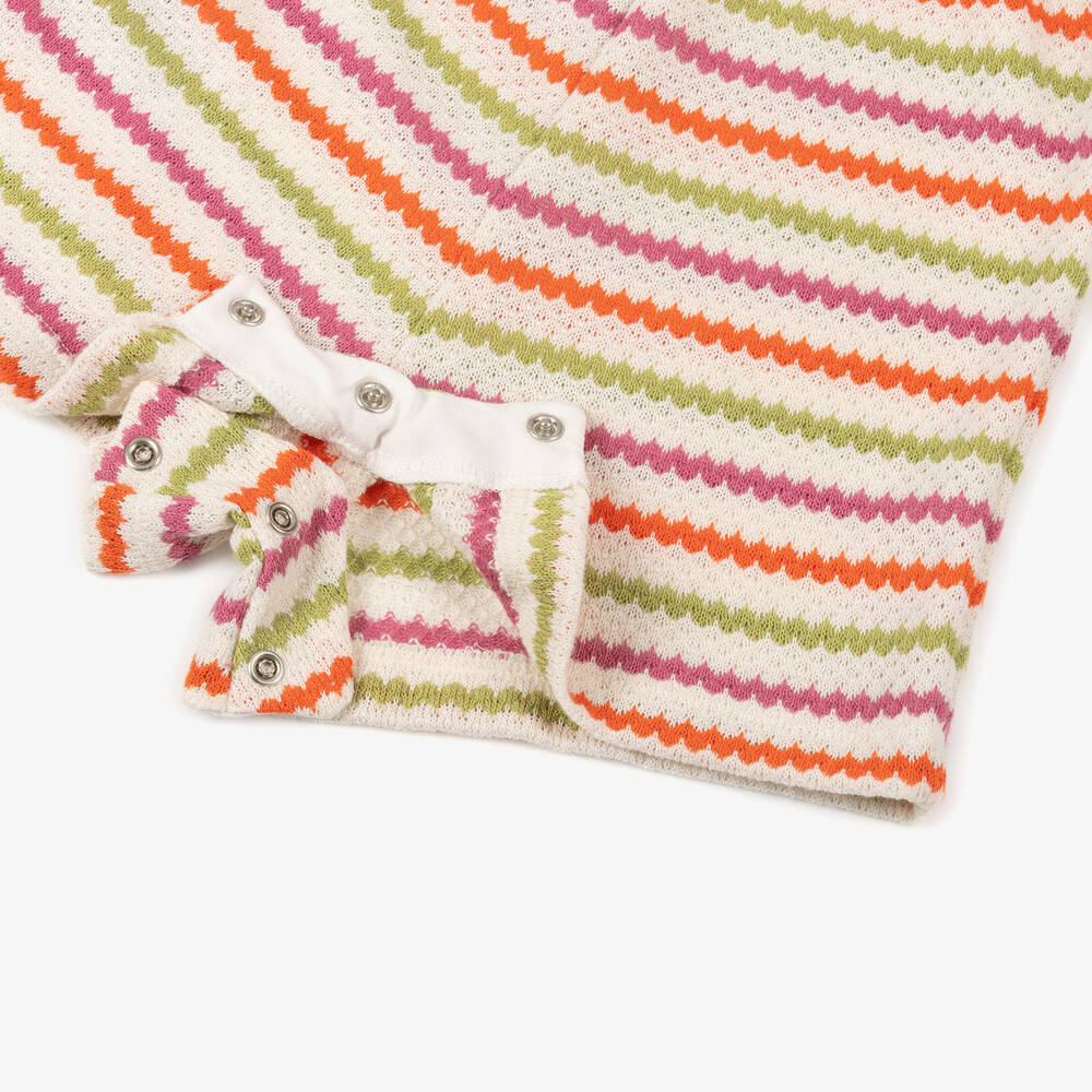 Mayoral-Girls Orange Striped Knit Playsuit | Childrensalon