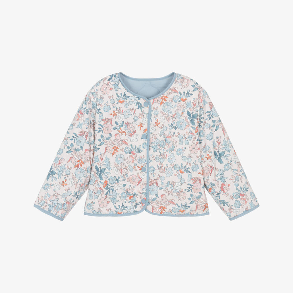 Mayoral-Girls Pale Blue Quilted Reversible Jacket | Childrensalon