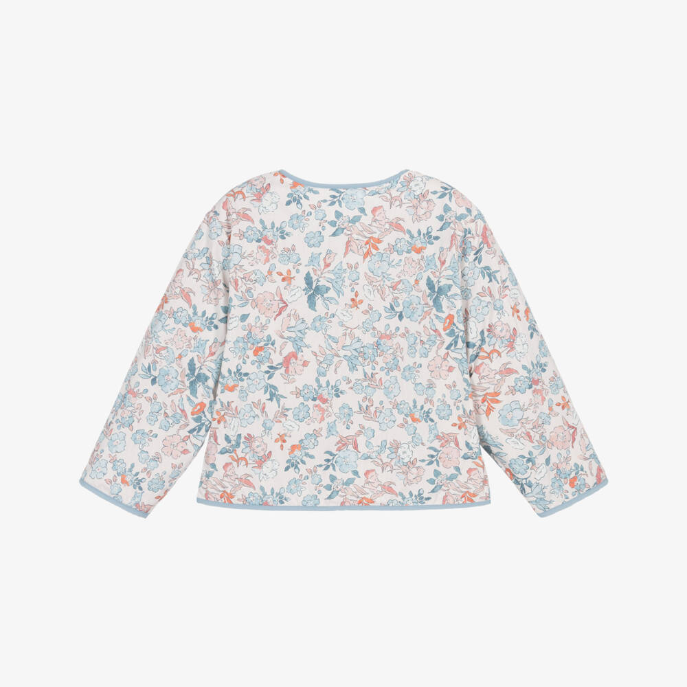 Mayoral-Girls Pale Blue Quilted Reversible Jacket | Childrensalon