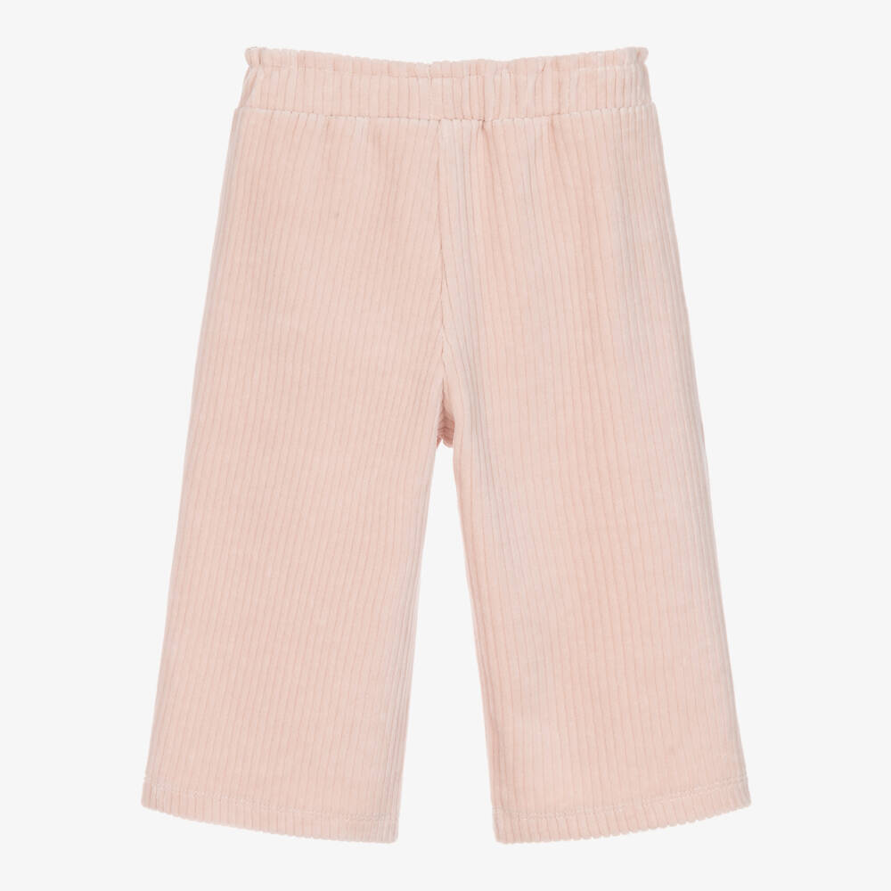 Mayoral-Girls Pale Pink Corduroy Velour Trousers with Pockets | Childrensalon