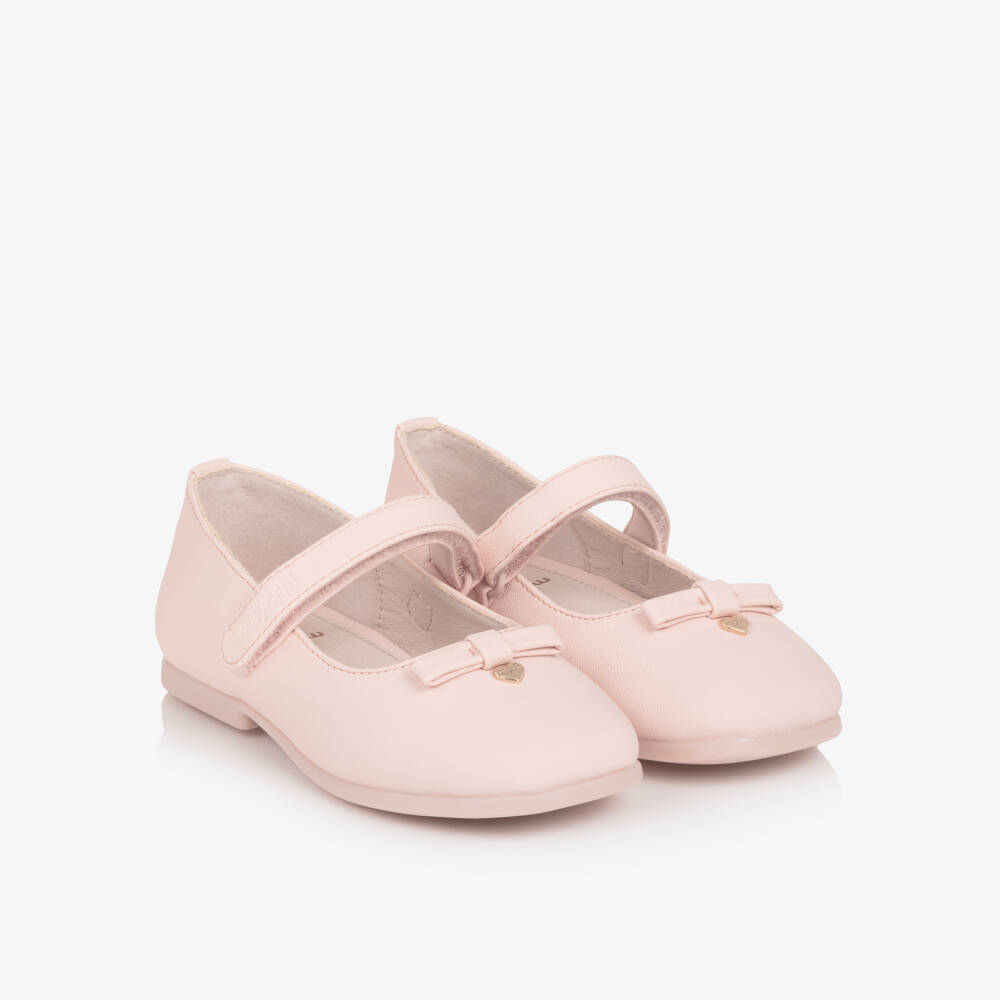 Mayoral-Girls Pale Pink Faux Leather Bow Pumps | Childrensalon