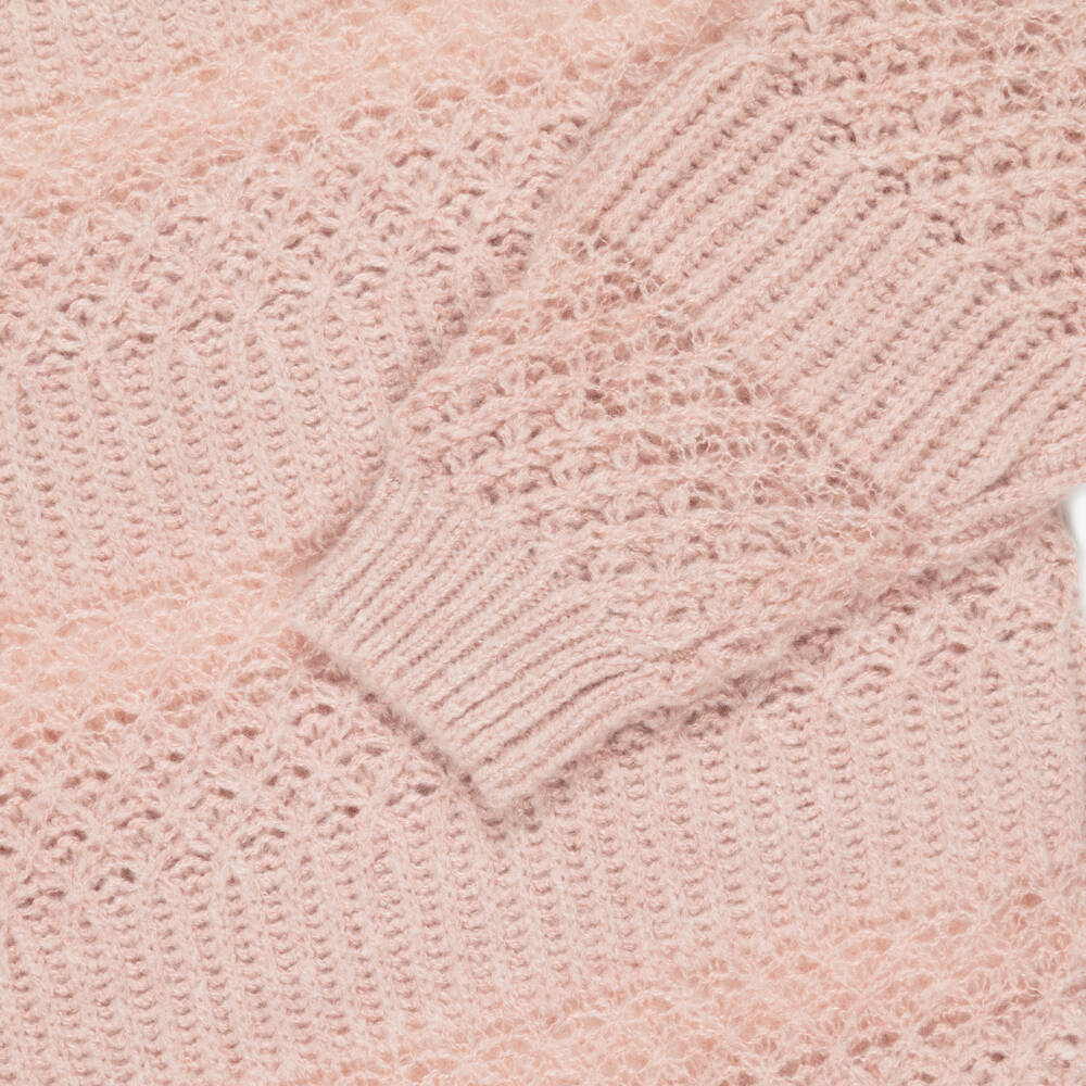 Mayoral-Girls Pale Pink Openwork Knit Sweater | Childrensalon