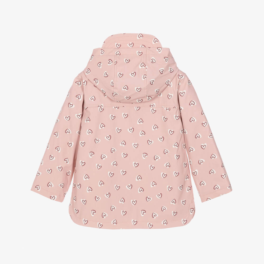 Mayoral-Girls Pale Pink Raincoat with Burgundy Heart Prints | Childrensalon