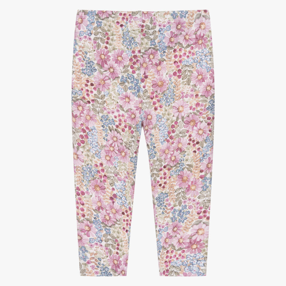 Mayoral-Girls Pale Purple Cotton Floral Print Leggings | Childrensalon