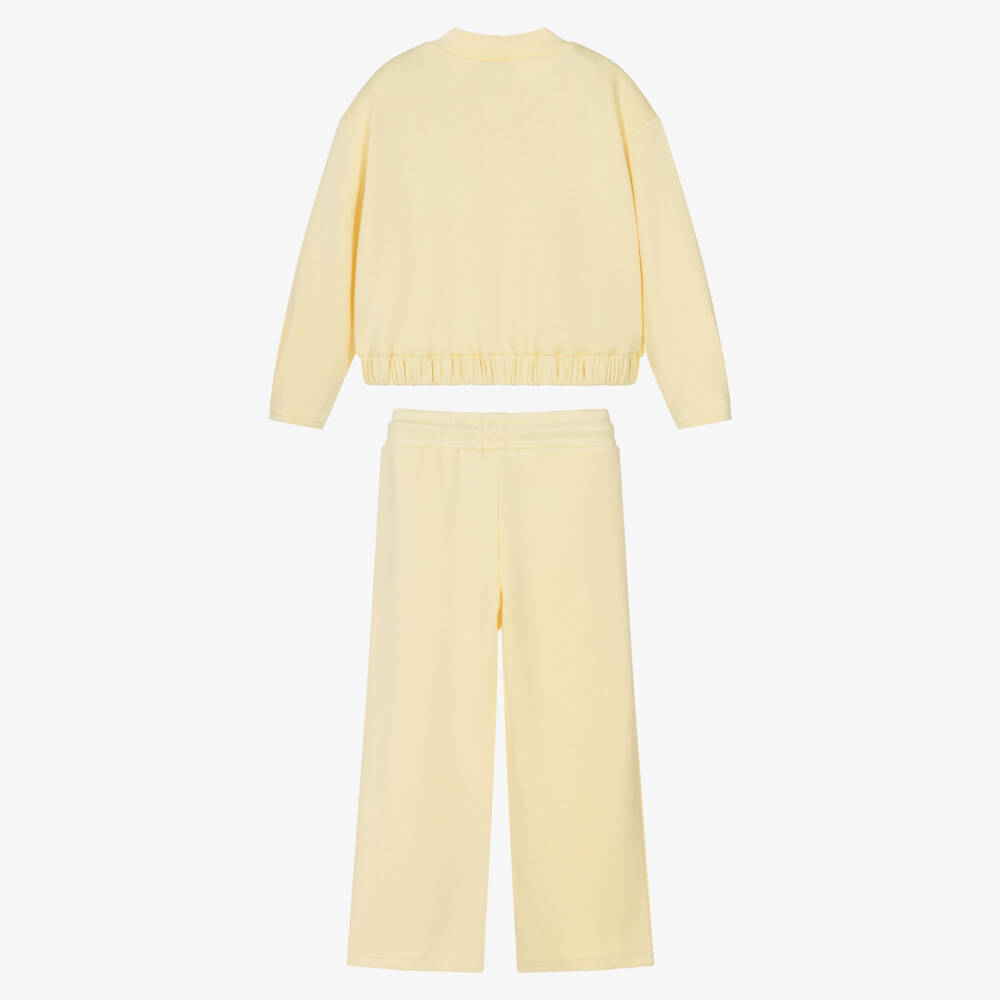 Mayoral-Girls Pastel Yellow Piqué Tracksuit | Childrensalon