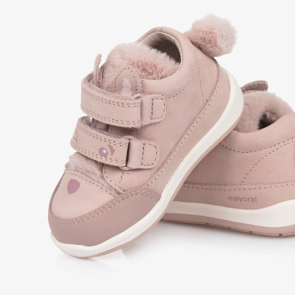 Mayoral-Girls Pink Animal Face First Walker Trainers | Childrensalon