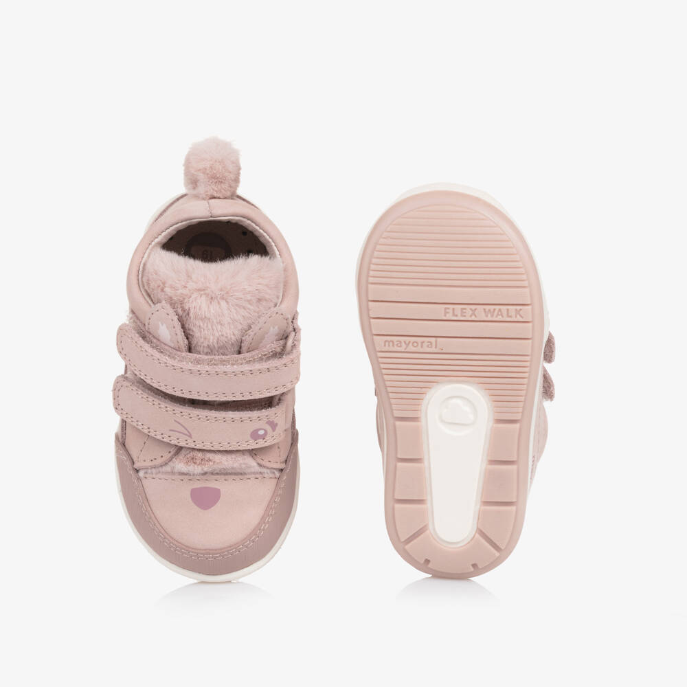 Mayoral-Girls Pink Animal Face First Walker Trainers | Childrensalon