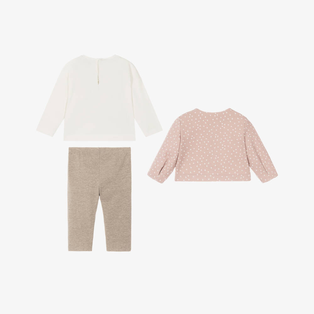 Mayoral-Girls Pink & Beige Floral Leggings Set | Childrensalon