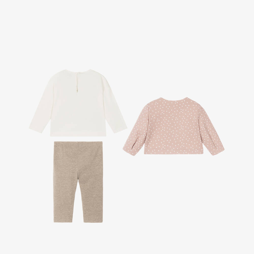 Mayoral-Girls Pink & Beige Floral Leggings Set | Childrensalon