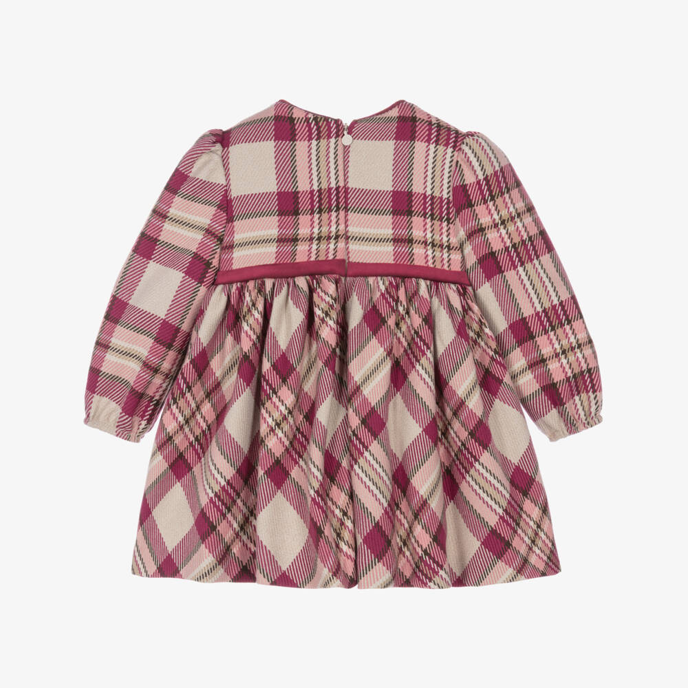 Mayoral-Girls Pink Check Dress with Bow Detail | Childrensalon