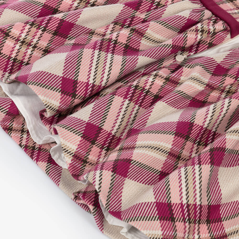 Mayoral-Girls Pink Check Dress with Bow Detail | Childrensalon