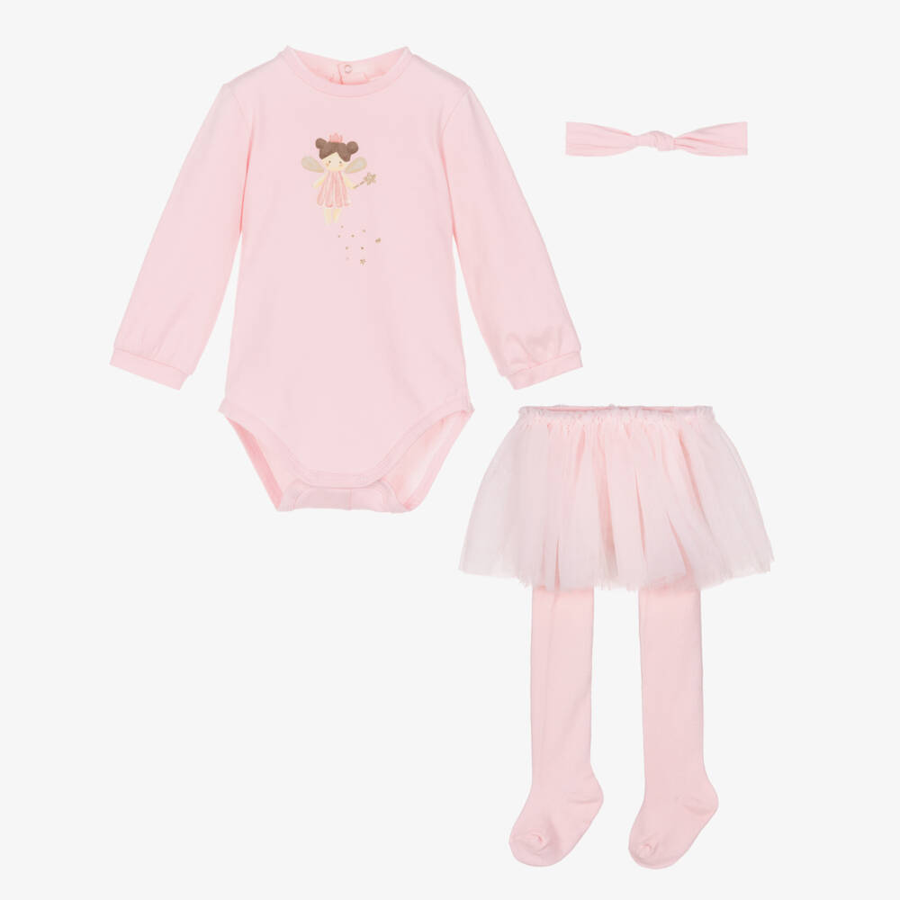 Mayoral Для новорожденных-Girls Pink Cotton Babysuit & Tulle Skirt Set | Childrensalon