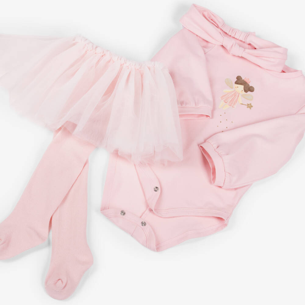 Mayoral Для новорожденных-Girls Pink Cotton Babysuit & Tulle Skirt Set | Childrensalon
