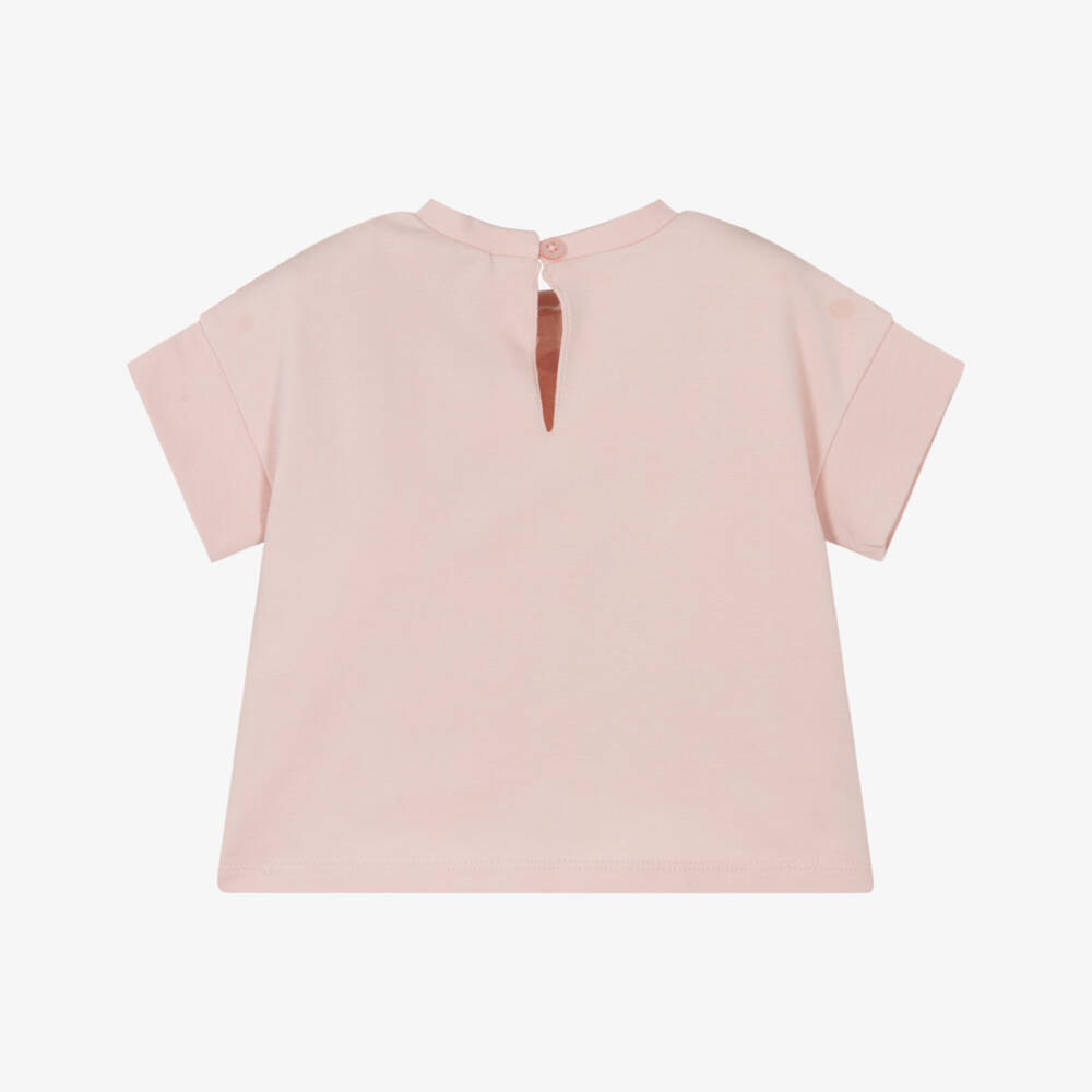 Mayoral-Футболка розовая хлопковая с цветами и пчелами для девочек | Childrensalon