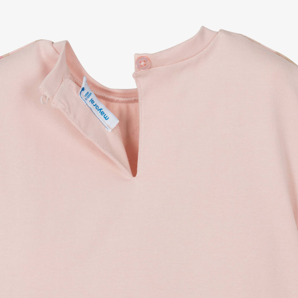 Mayoral-Футболка розовая хлопковая с цветами и пчелами для девочек | Childrensalon