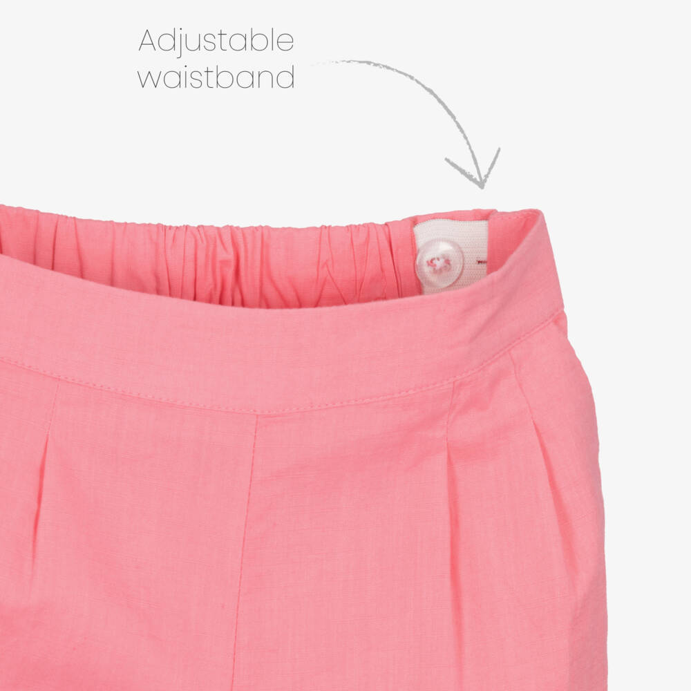 Mayoral-Girls Pink Cotton Flower Detail Trouser Set | Childrensalon