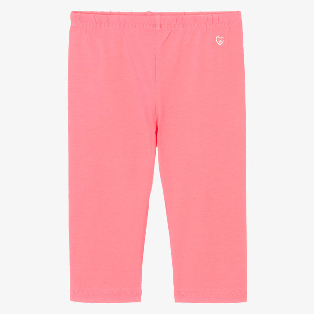 Mayoral-Girls Pink Cotton Jersey Cropped Leggings | Childrensalon