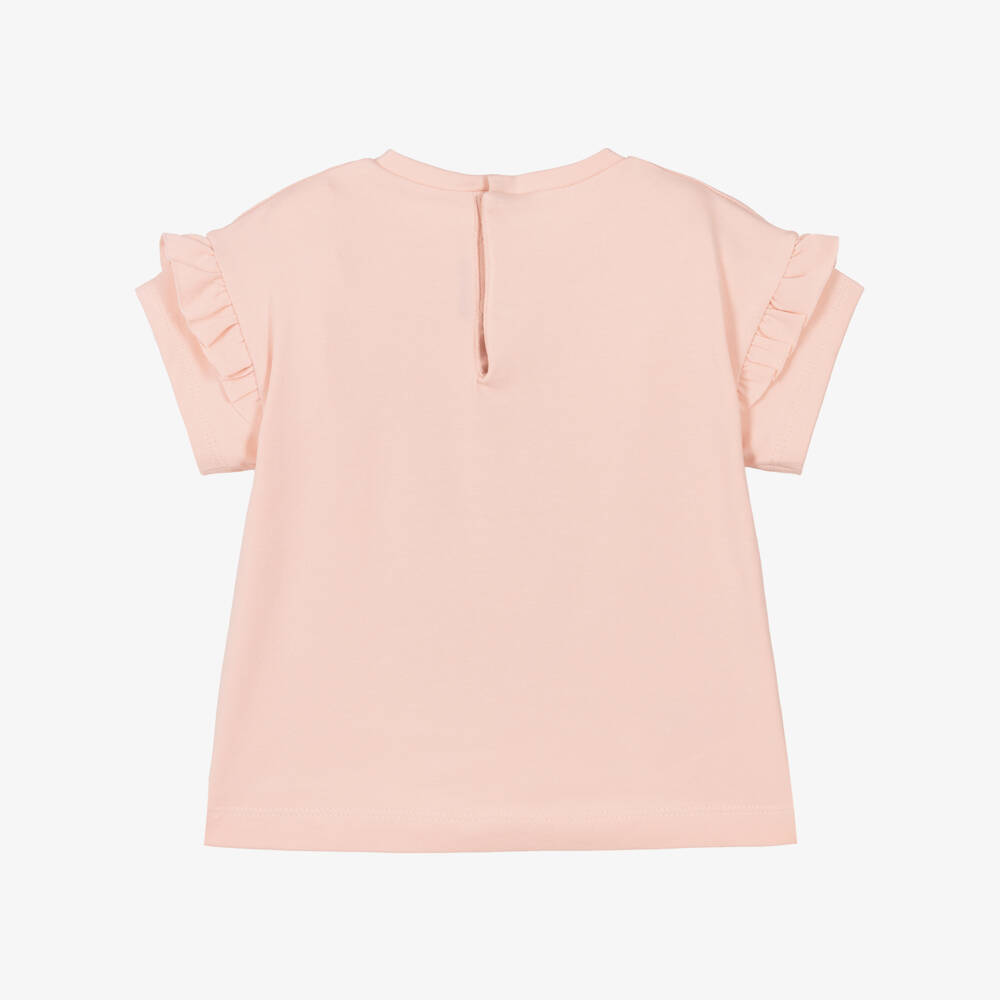Mayoral-Розовая хлопковая футболка с очаровательной девочкой | Childrensalon