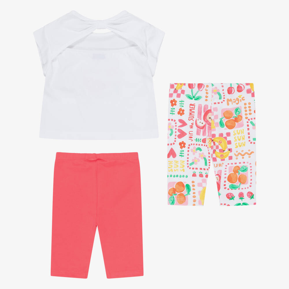Mayoral-Girls Pink Cotton Leggings Set with Fruit Print | Childrensalon