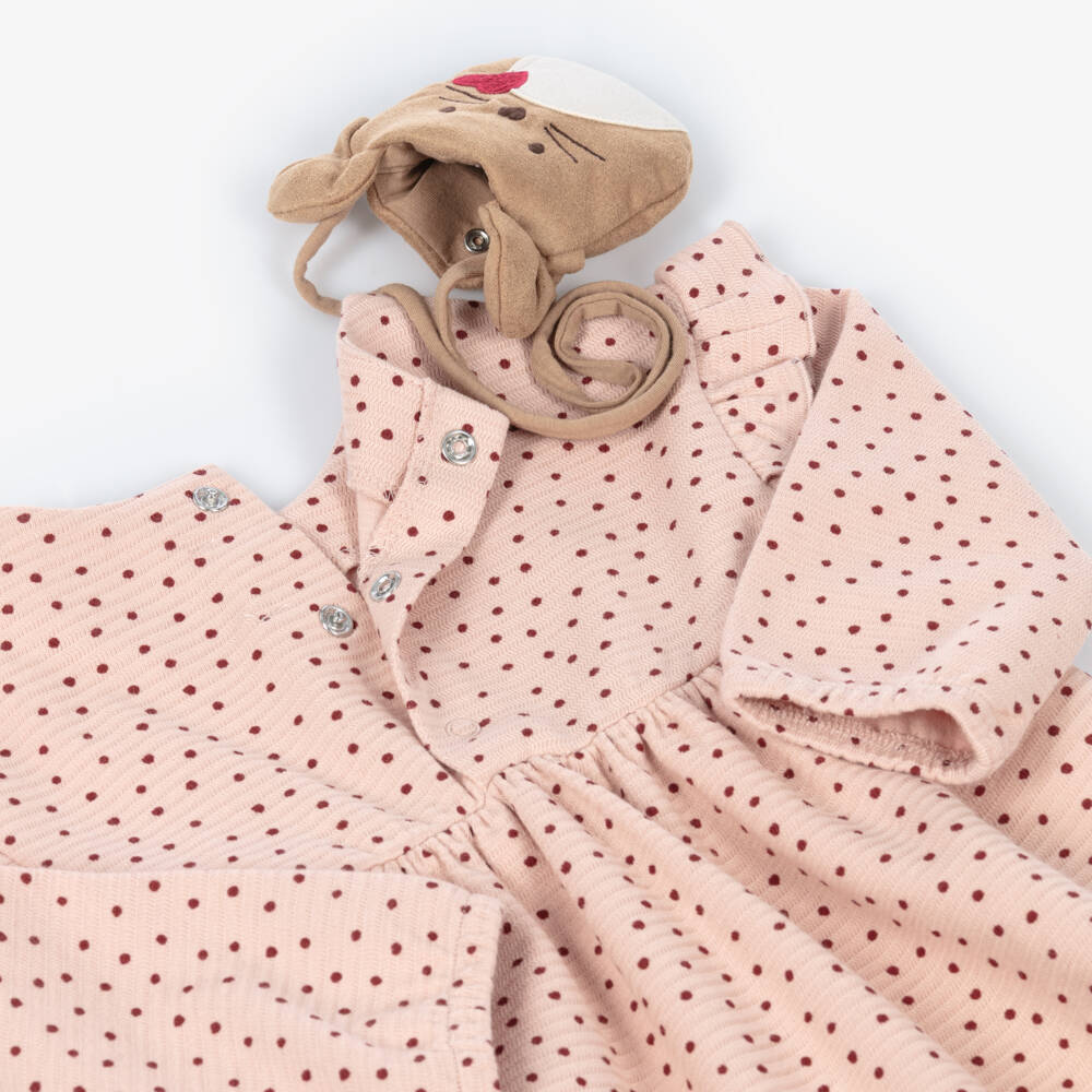 Mayoral-Girls Pink Cotton Polka Dot Dress Set | Childrensalon