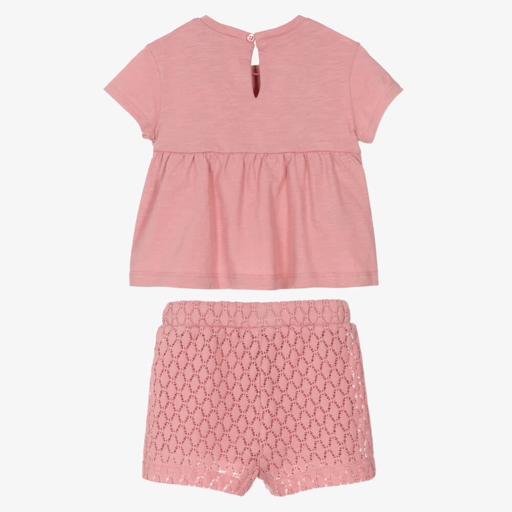 Mayoral-Girls Pink Cotton Shorts Set | Childrensalon