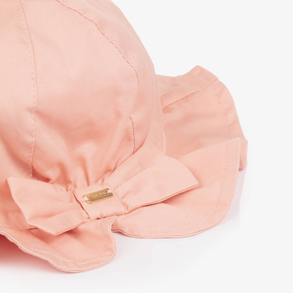 Mayoral-Girls Pink Cotton Sun Hat with Bow | Childrensalon