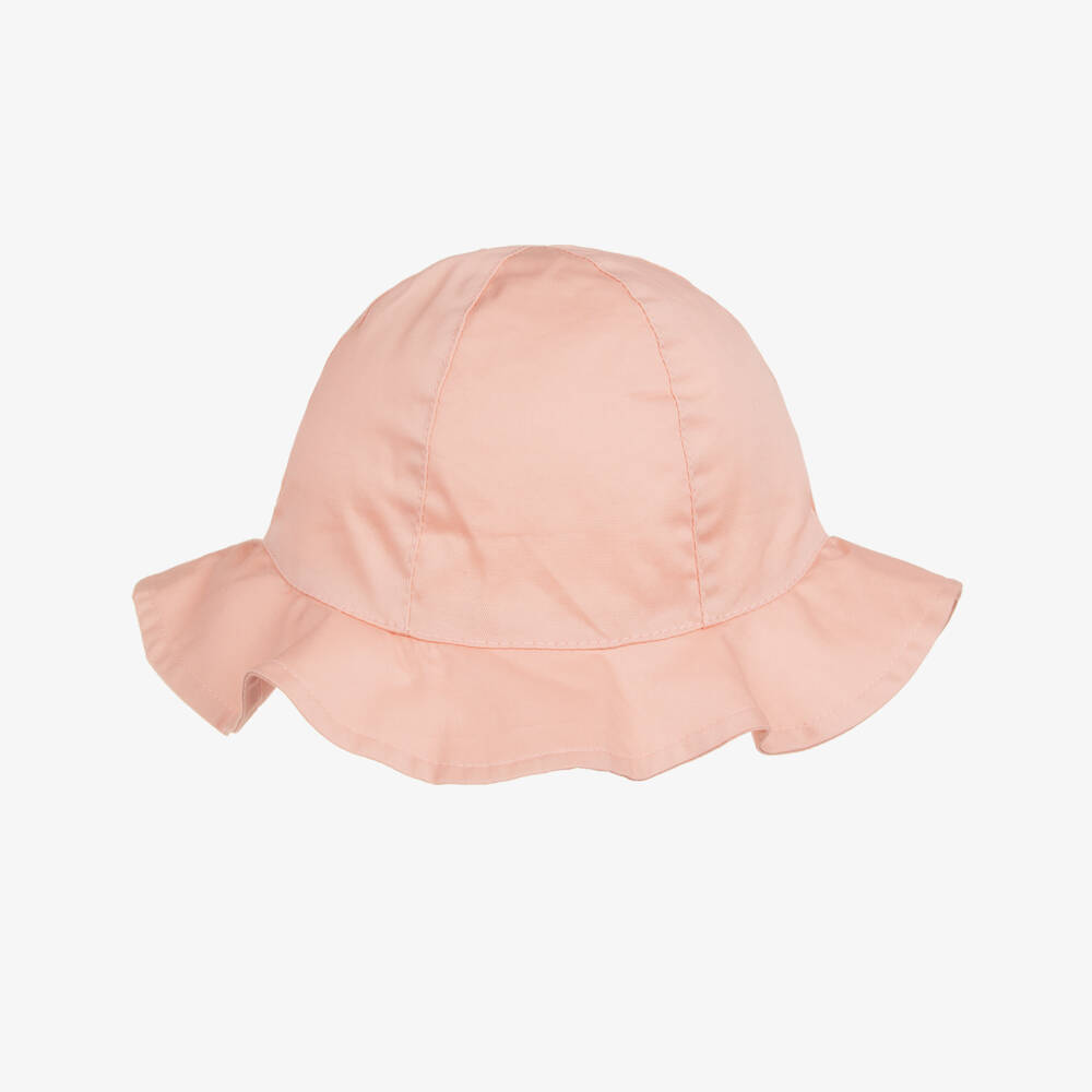 Mayoral-Girls Pink Cotton Sun Hat with Bow | Childrensalon
