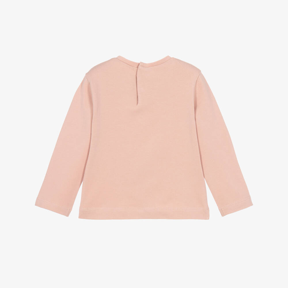 Mayoral-Girls Pink Cotton Top with Sparkly Flower | Childrensalon
