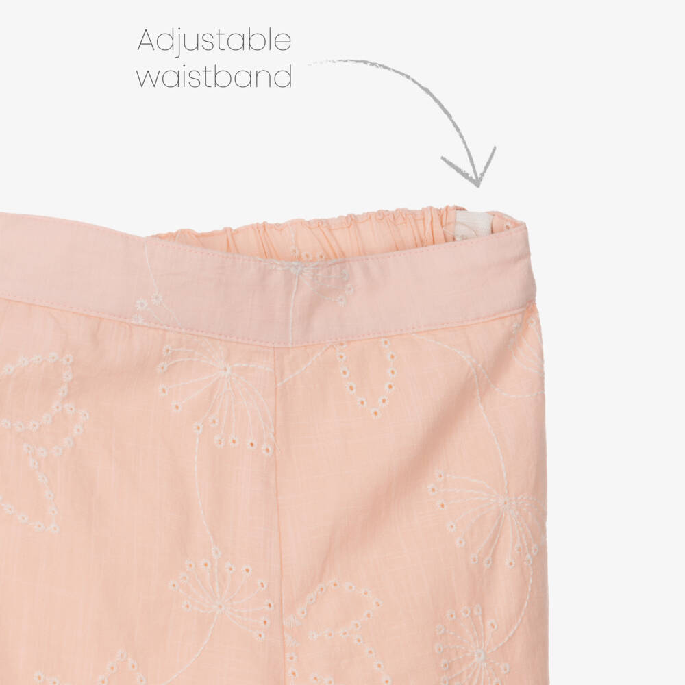 Mayoral-Girls Pink Cotton Trouser Set with Broderie Details | Childrensalon