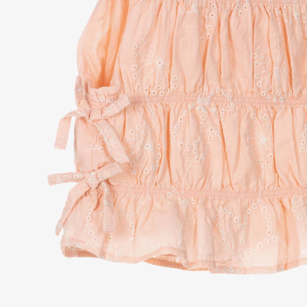 Mayoral-Girls Pink Cotton Trouser Set with Broderie Details | Childrensalon