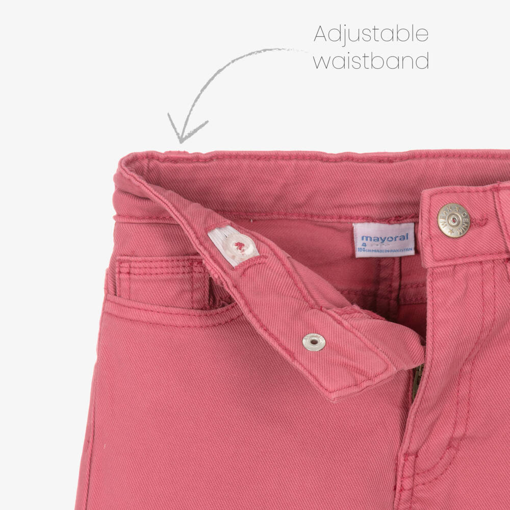 Mayoral-Girls Pink Denim Wide Leg Jeans | Childrensalon