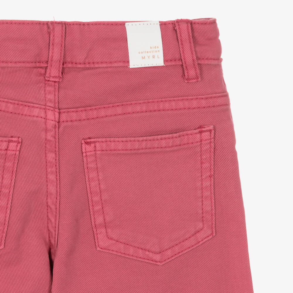 Mayoral-Girls Pink Denim Wide Leg Jeans | Childrensalon