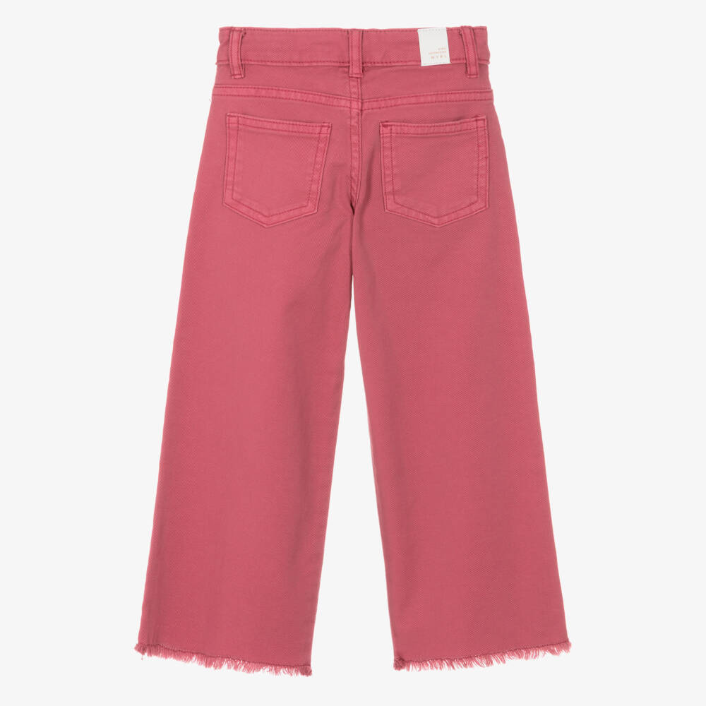 Mayoral-Girls Pink Denim Wide Leg Jeans | Childrensalon