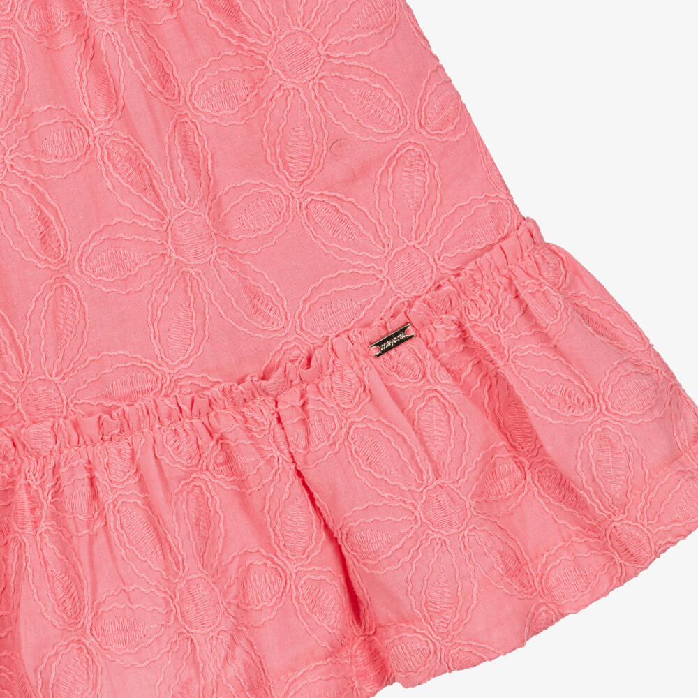 Mayoral-Girls Pink Embroidered Floral Cotton Dress | Childrensalon