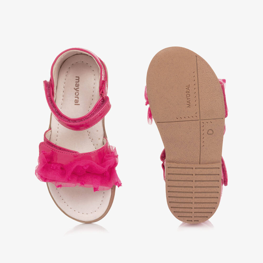 Mayoral-Girls Pink Faux Patent Leather Sandals | Childrensalon