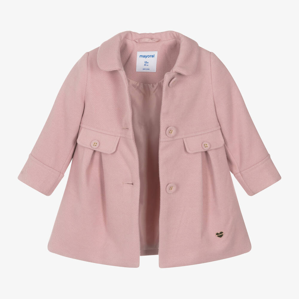 Mayoral-Girls Pink Felted Coat | Childrensalon
