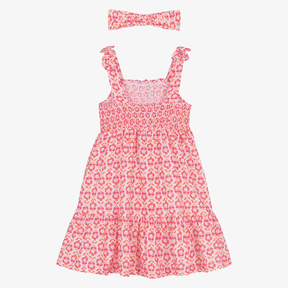 Mayoral-Girls Pink Floral Cotton Dress Set | Childrensalon