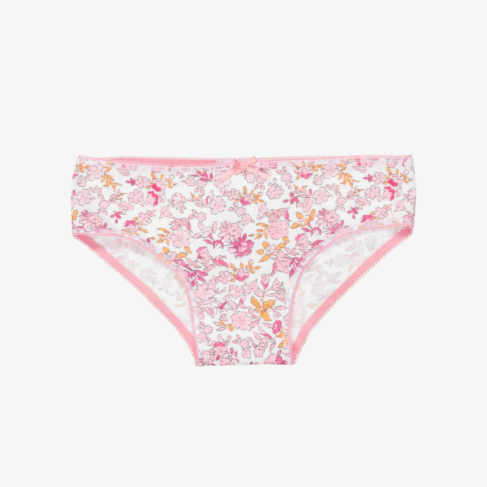 Mayoral-Girls Pink Floral Cotton Knickers (4 Pack) | Childrensalon