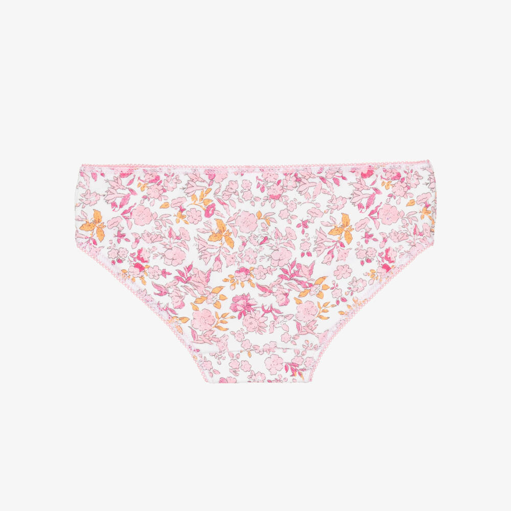 Mayoral-Girls Pink Floral Cotton Knickers (4 Pack) | Childrensalon