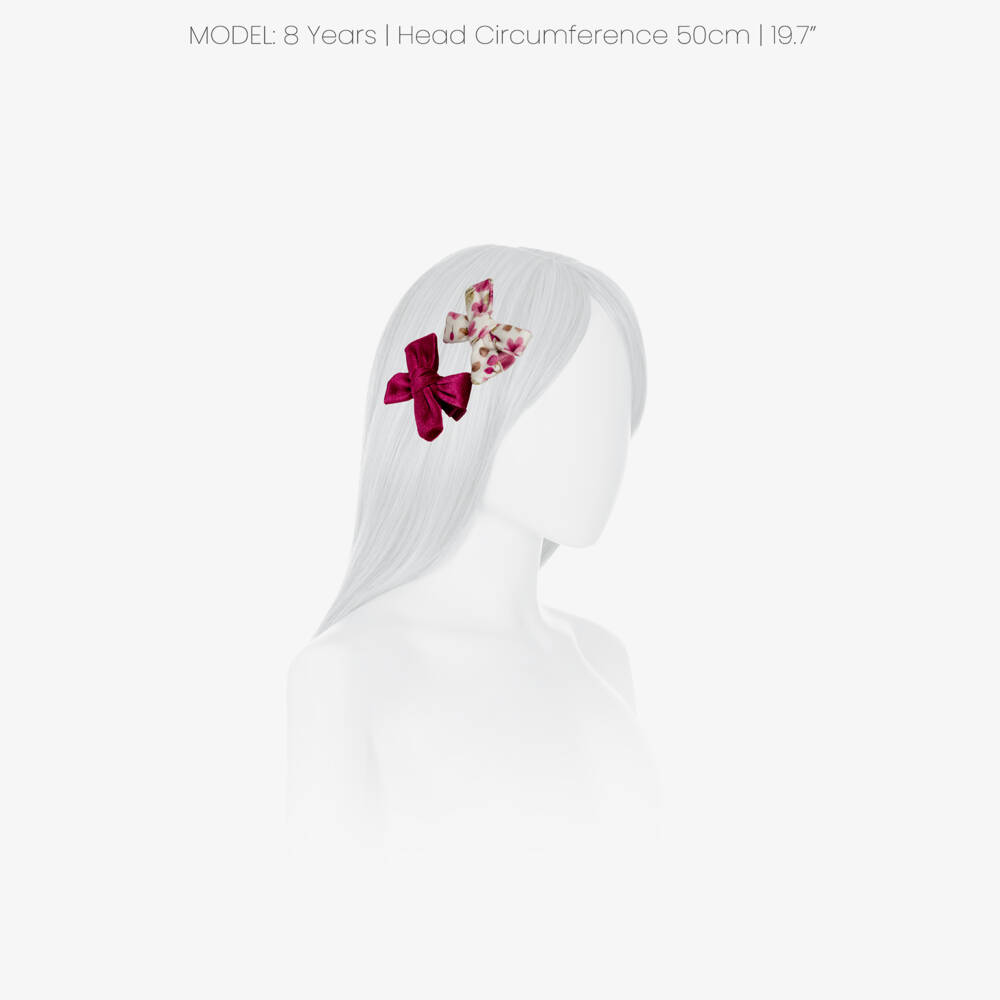 Mayoral-Girls Pink & Floral Hair Clips (2 Pack) | Childrensalon