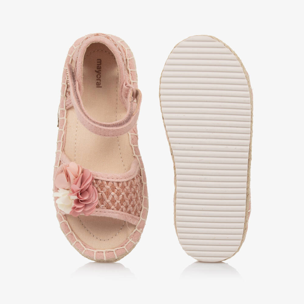 Mayoral-Girls Pink Flower Woven Sandals | Childrensalon