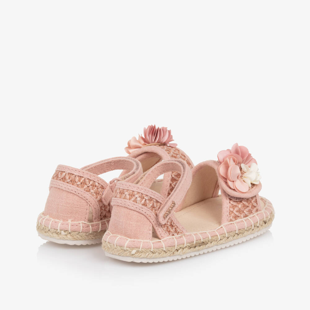 Mayoral-Girls Pink Flower Woven Sandals | Childrensalon