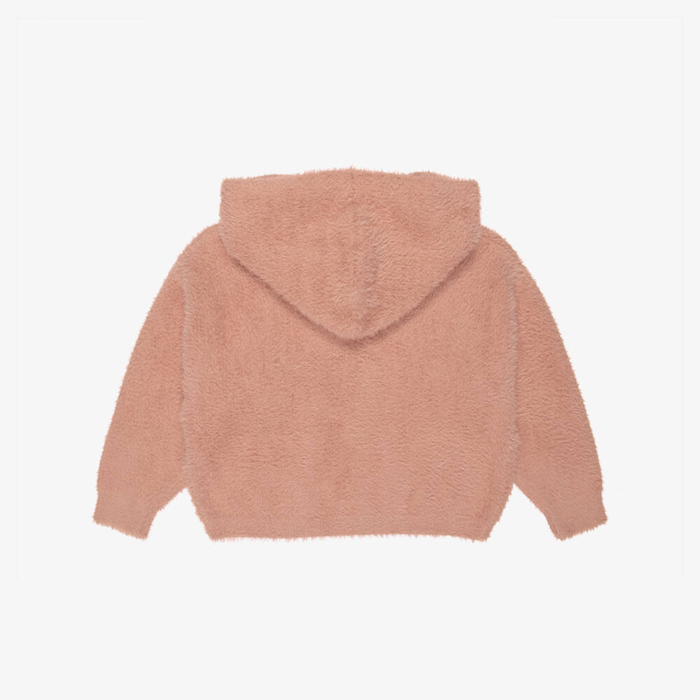 Mayoral-Топ на молнии розовый пушистый вязаный с капюшоном для девочек | Childrensalon